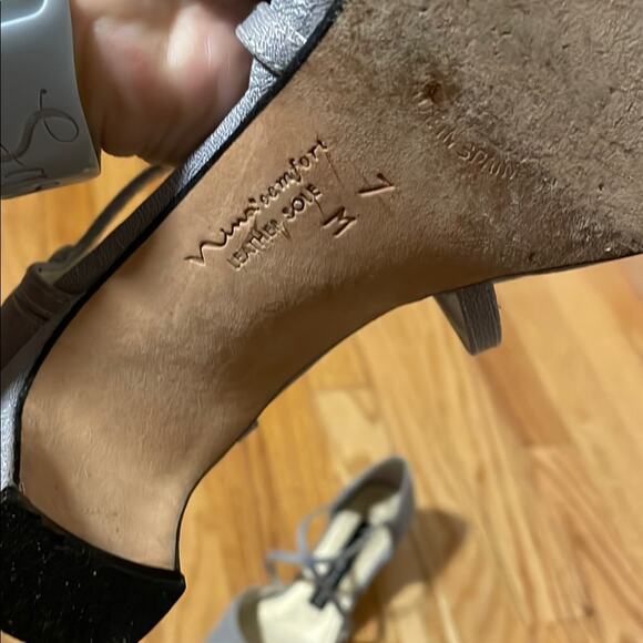 Nina comfort Gray blue T-Strap Heels with Square Toe 7m - Picture 4 of 5